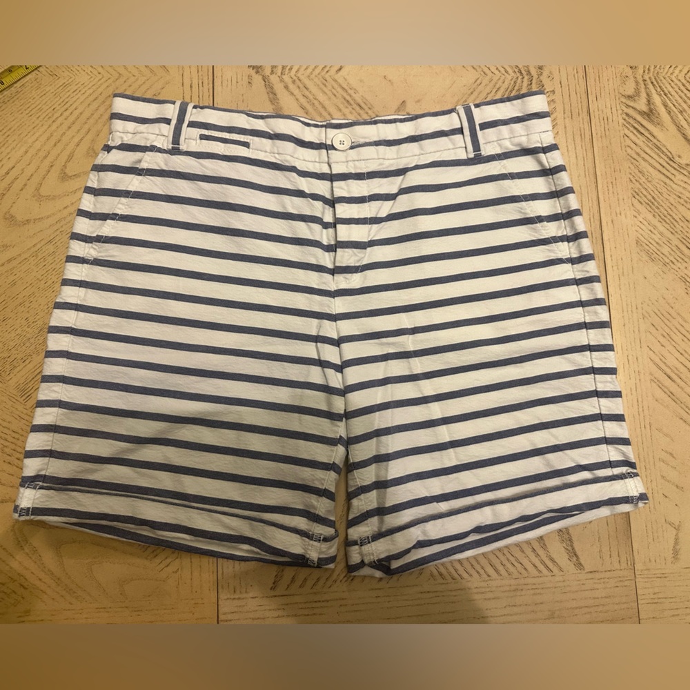 Gap Boyfriend Roll-up shorts. Blue and white striped. Size 2.